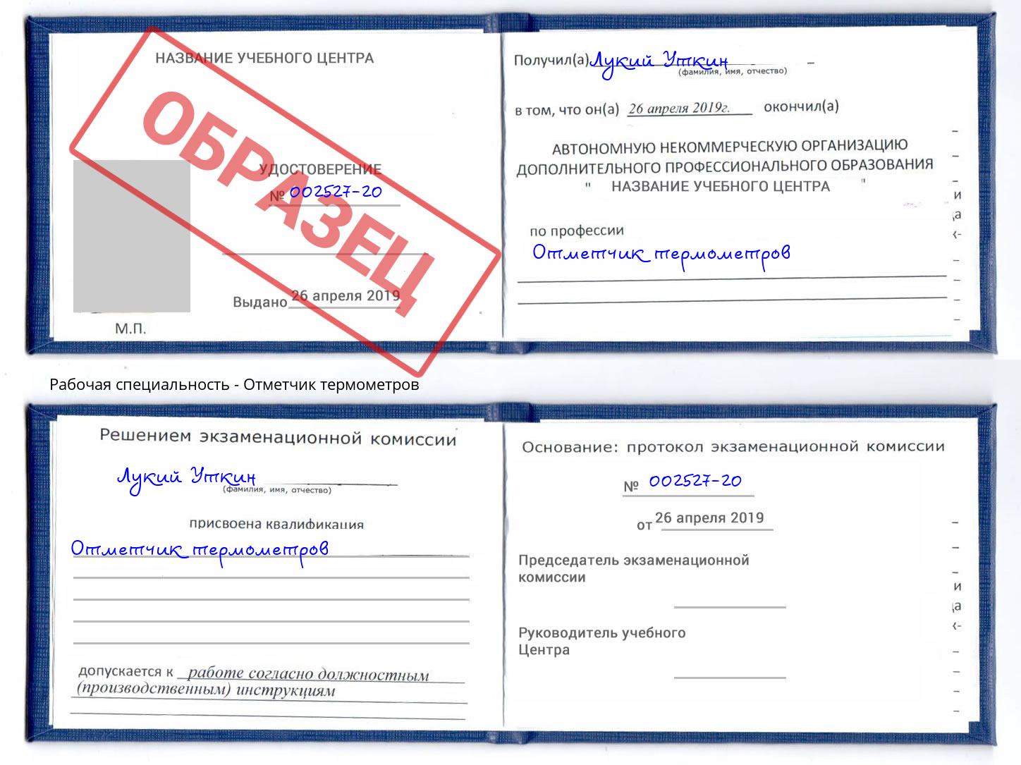 Отметчик термометров Владимир