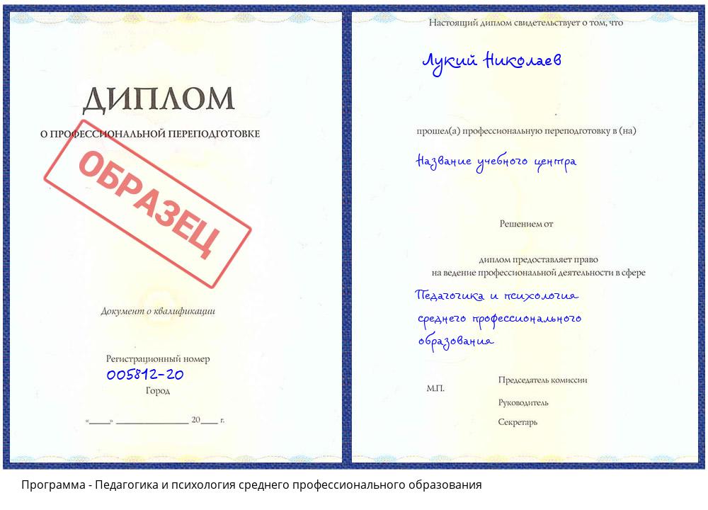 Педагогика и психология среднего профессионального образования Владимир