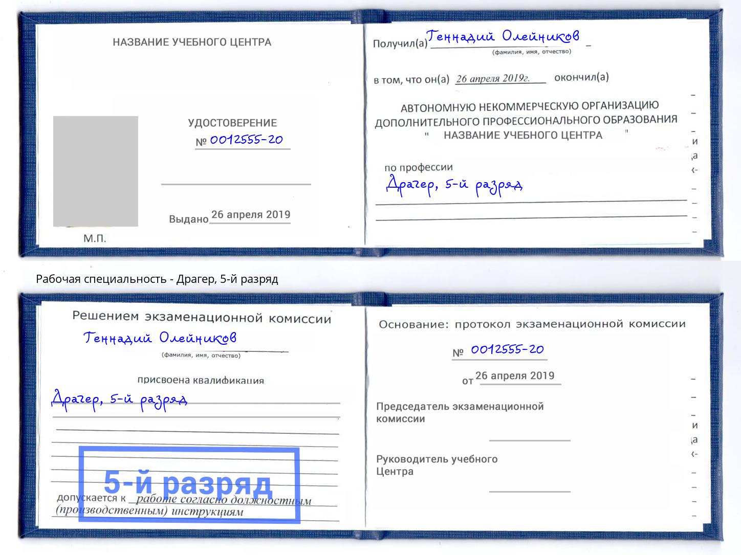 корочка 5-й разряд Драгер Владимир