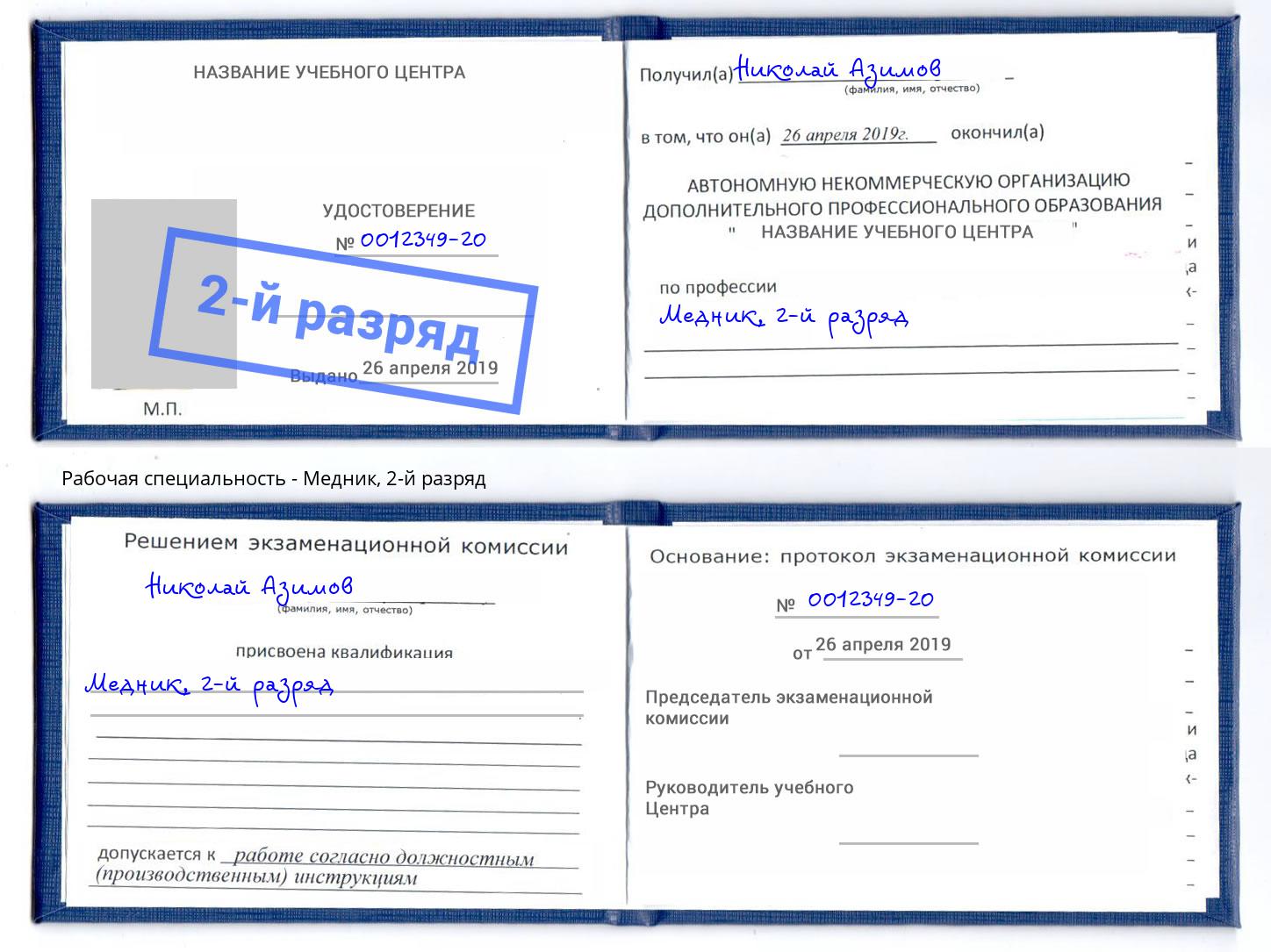 корочка 2-й разряд Медник Владимир