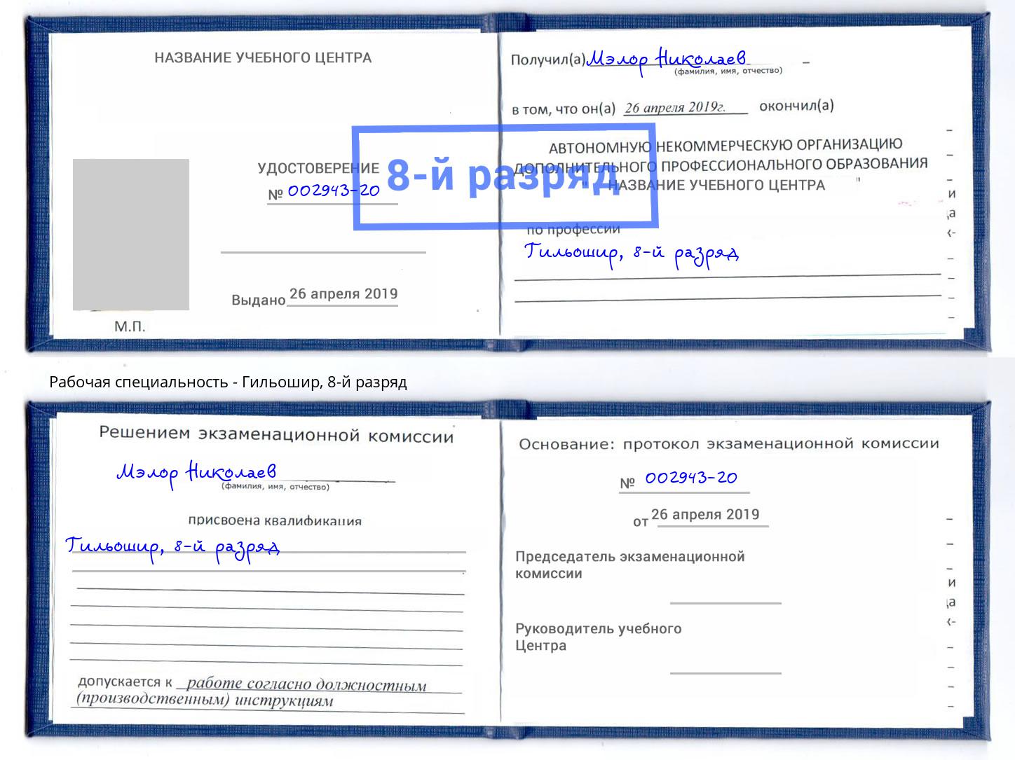 корочка 8-й разряд Гильошир Владимир